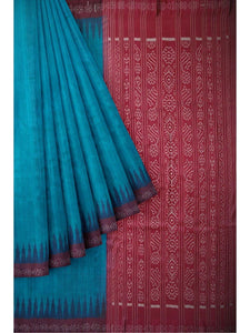 Blue Maroon Tussar Silk Sambalpuri Saree - Crafts Collection