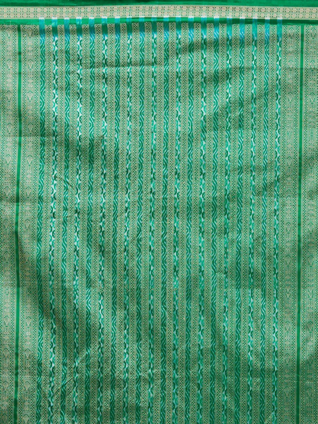 CraftsCollection.in -Blue and Green Odisha Bomkai Silk Saree