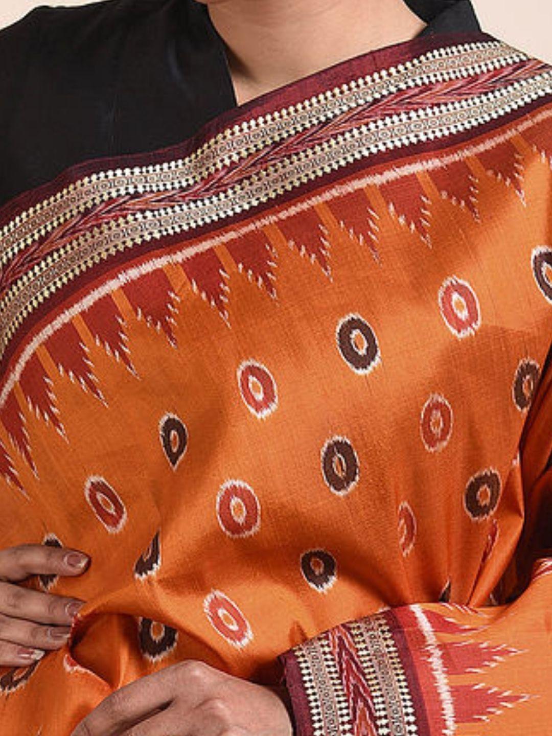 Orange Odisha Khandua Sambalpuri Silk Saree - Crafts Collection
