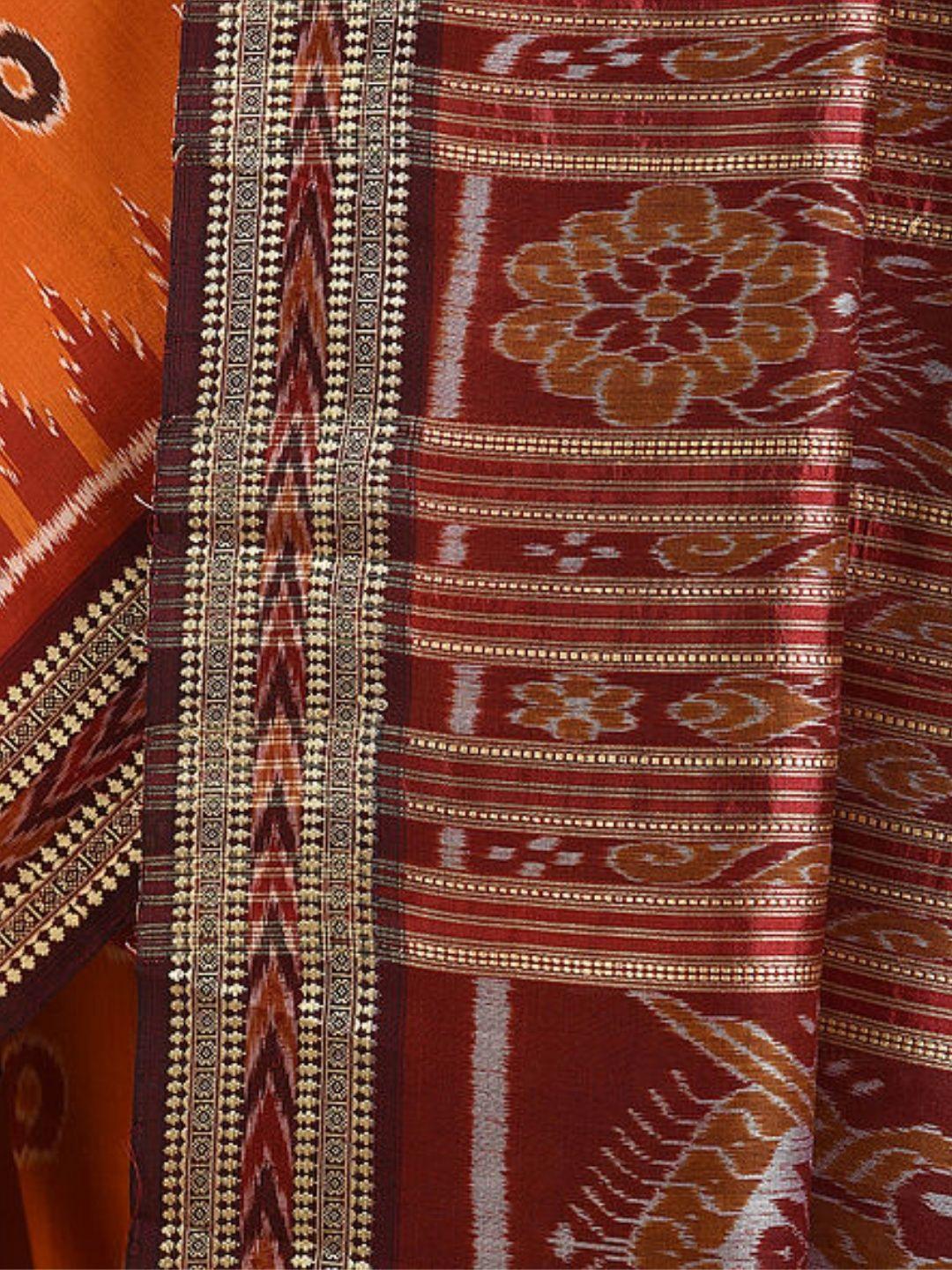 Orange Odisha Khandua Sambalpuri Silk Saree - Crafts Collection