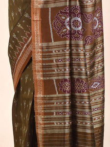 Green and Orange Odisha Khandua Sambalpuri Silk Saree - Crafts Collection