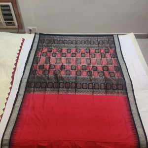 Red and Black Odisha Bomkai Silk Saree - Crafts Collection