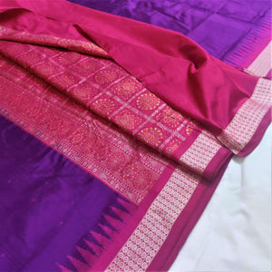 Purple and Pink Odisha Bomkai Silk Saree - Crafts Collection