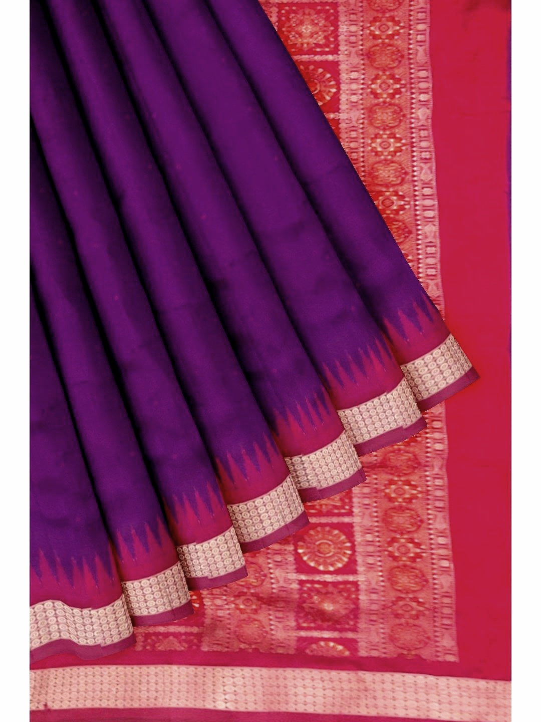 Purple and Pink Odisha Bomkai Silk Saree