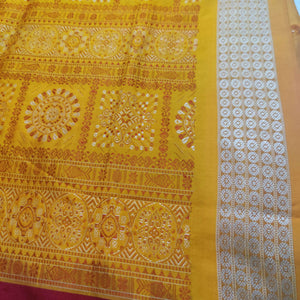Maroon and Yellow Odisha Bomkai Silk Saree - Crafts Collection