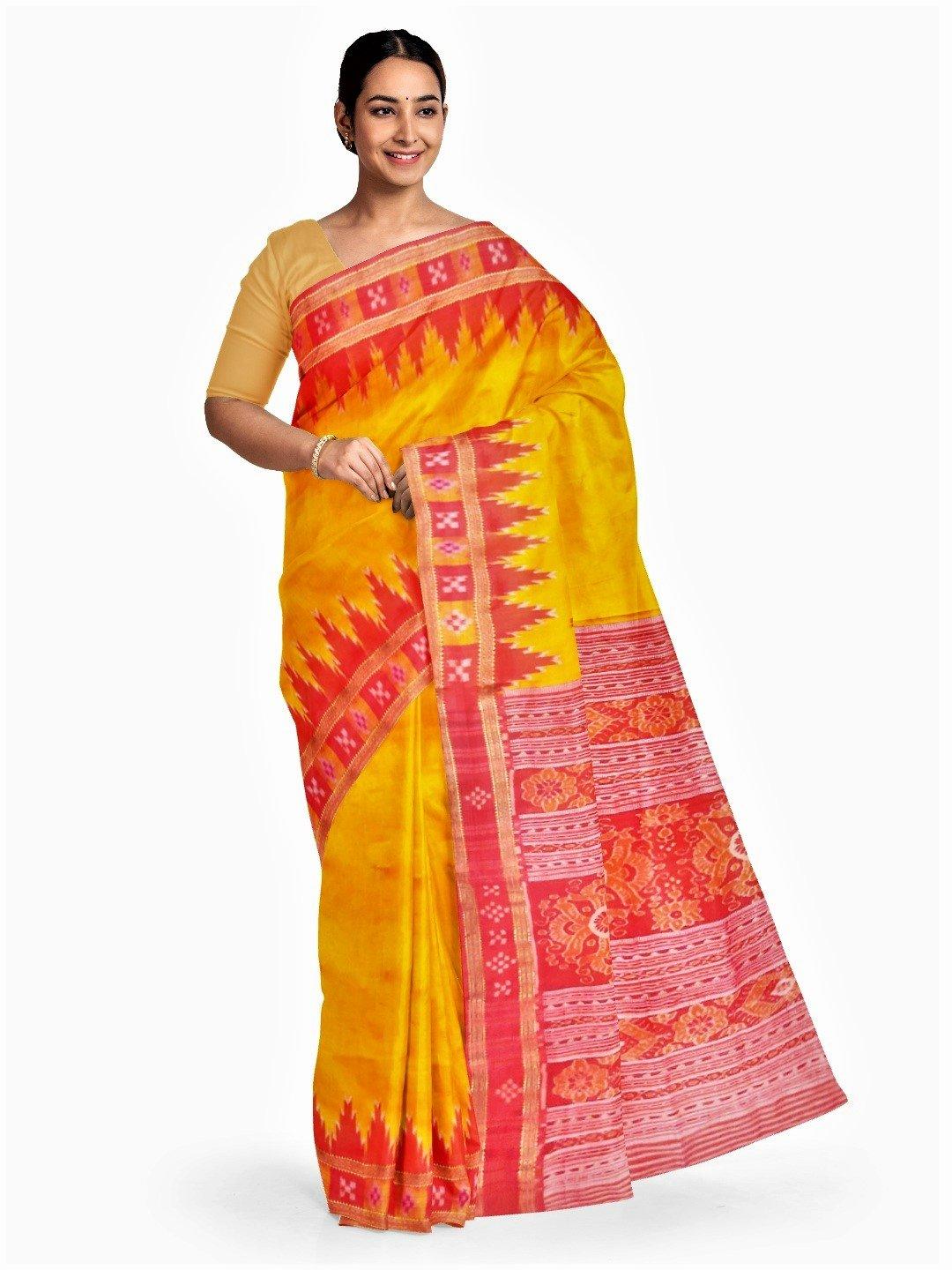 Yellow Odisha Khandua Sambalpuri Silk Saree - Crafts Collection