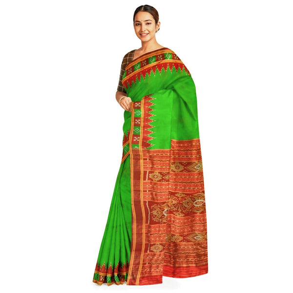 Off white and Red Odisha Khandua Silk Saree - Crafts Collection