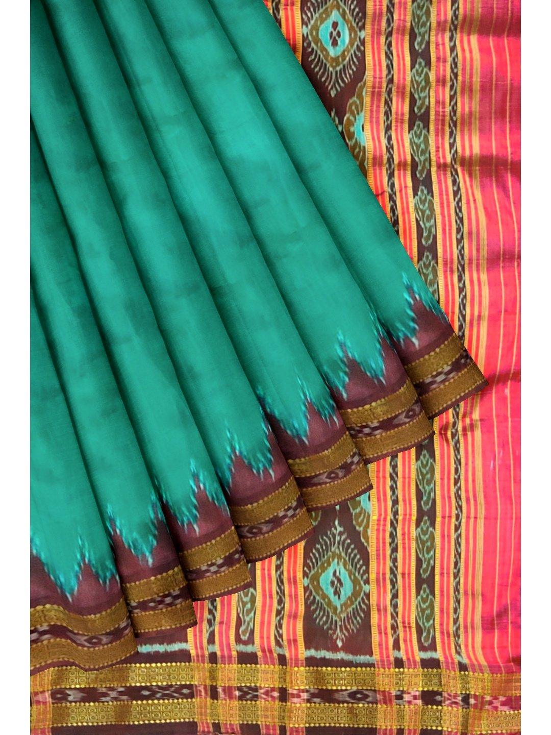 Green Odisha Khandua Sambalpuri Silk Saree - Crafts Collection