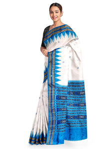 Off white Odisha Khandua Sambalpuri Silk Saree - Crafts Collection