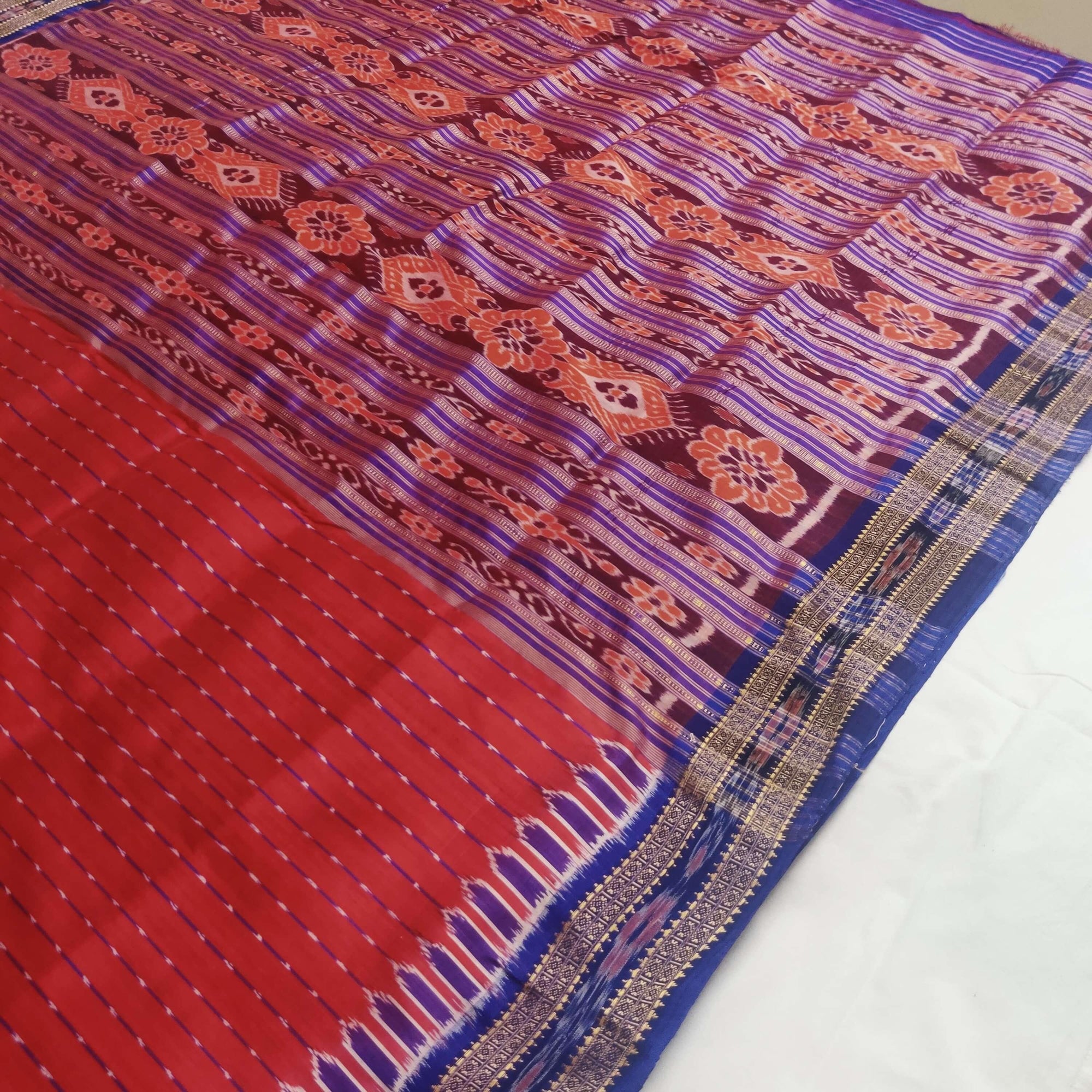 Red Angimala Odisha Khandua Sambalpuri Silk Saree - Crafts Collection