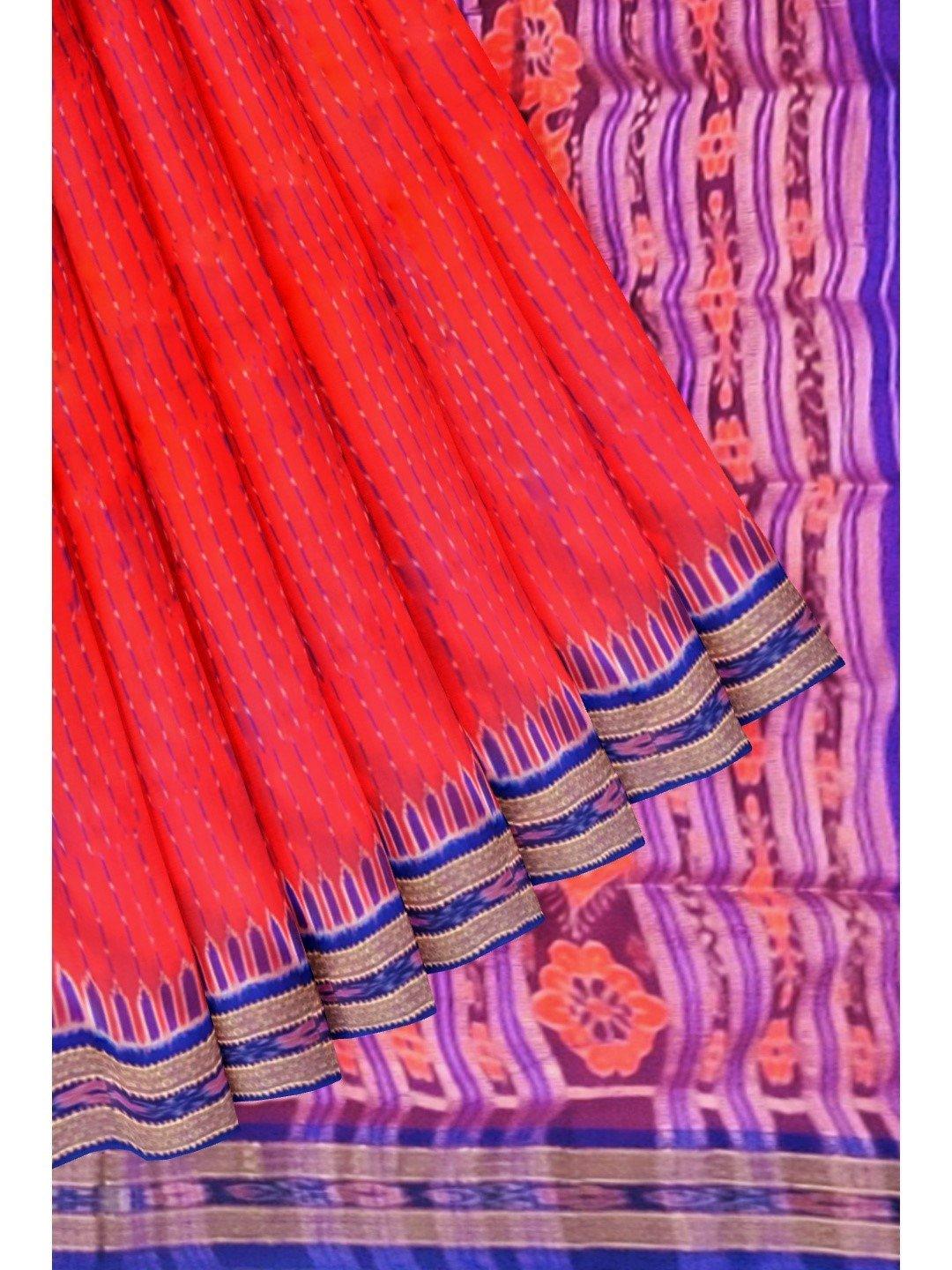 Red Angimala Odisha Khandua Sambalpuri Silk Saree - Crafts Collection