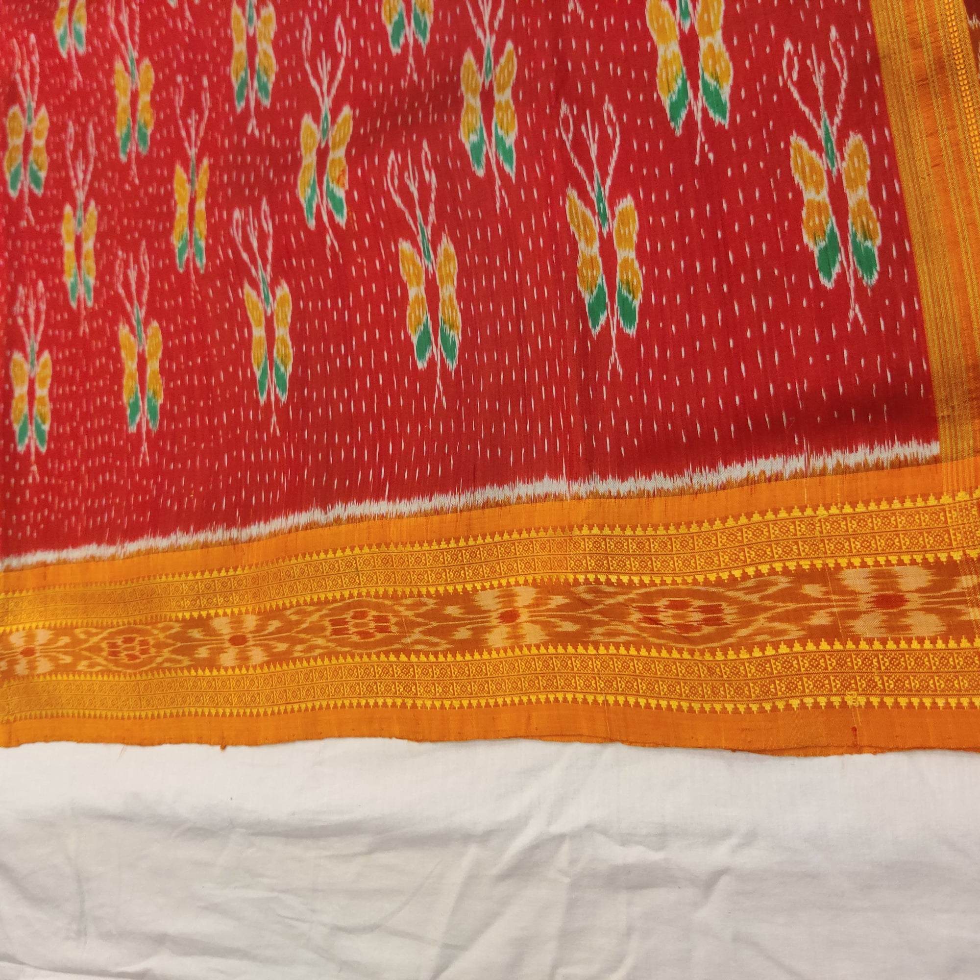 Maroon Golden Khandua Silk Saree with butterfly woven motifs
