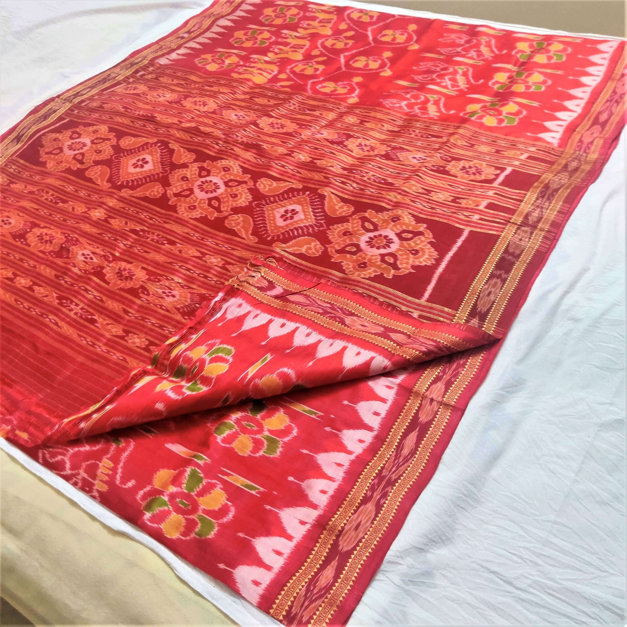 Red body ikat Odisha Khandua Silk Saree