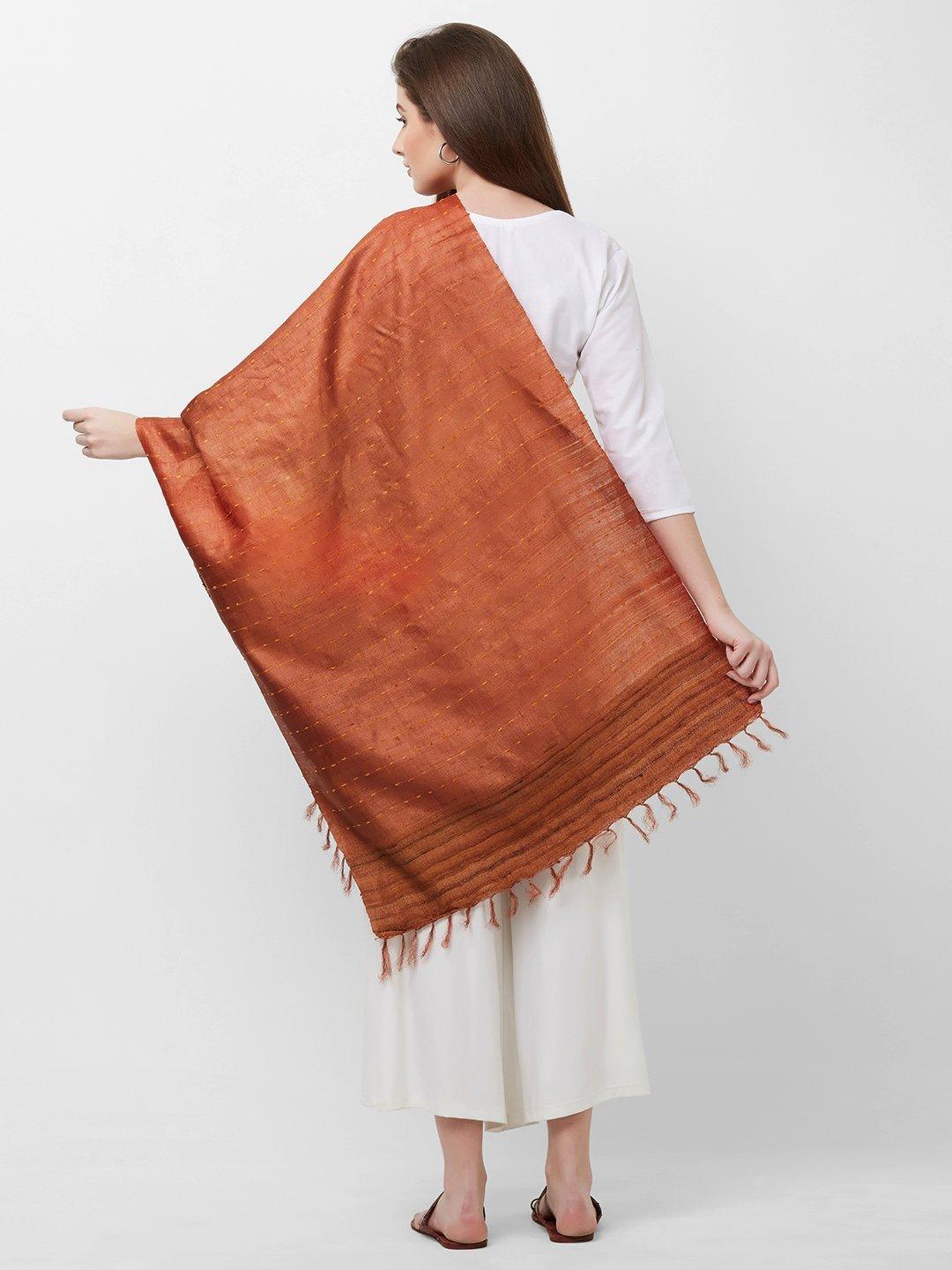 CraftsCollection.in -Rust Tussar Silk Stole