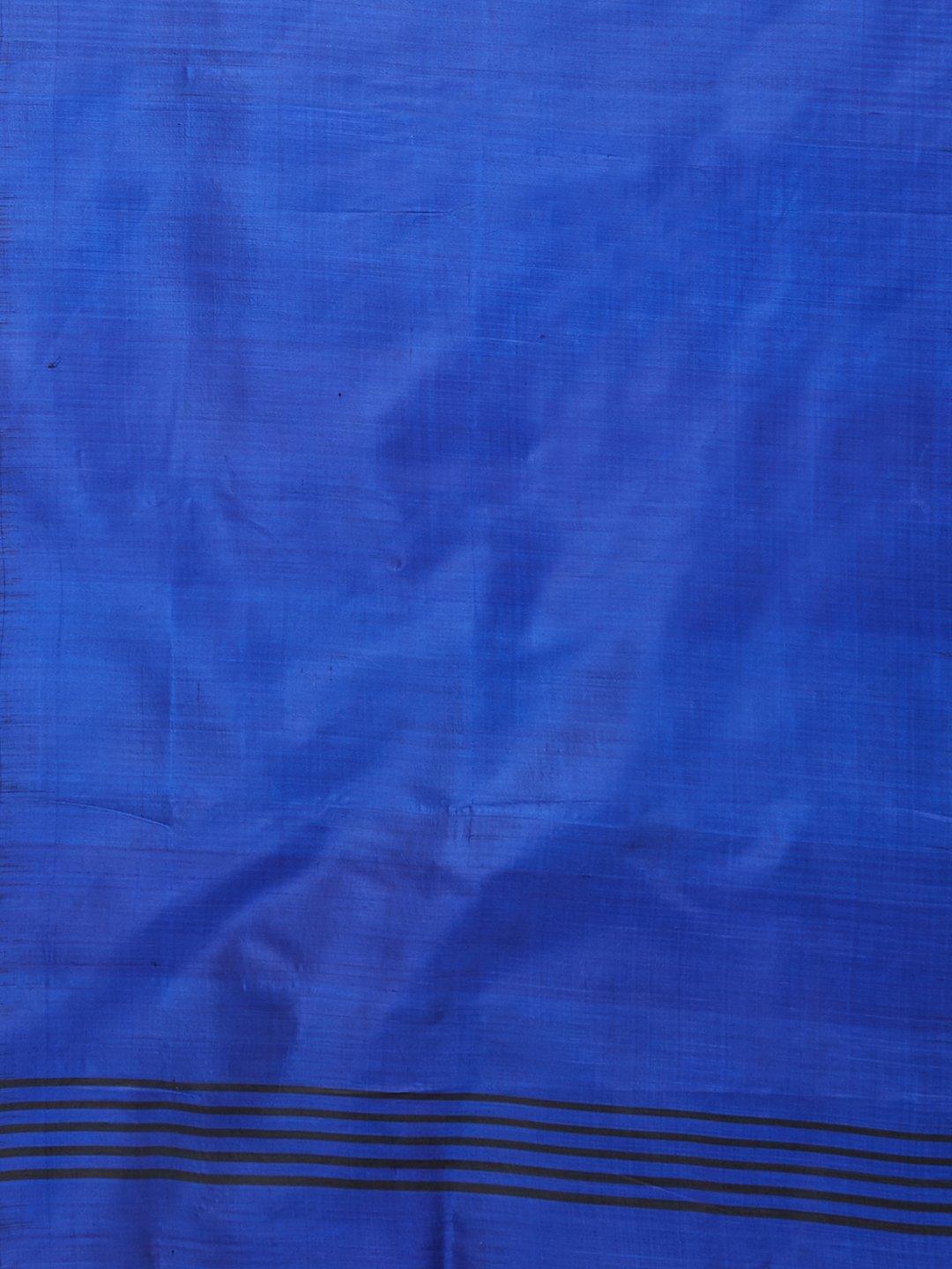 CraftsCollection.in -Blue and Black Pure Silk Stole
