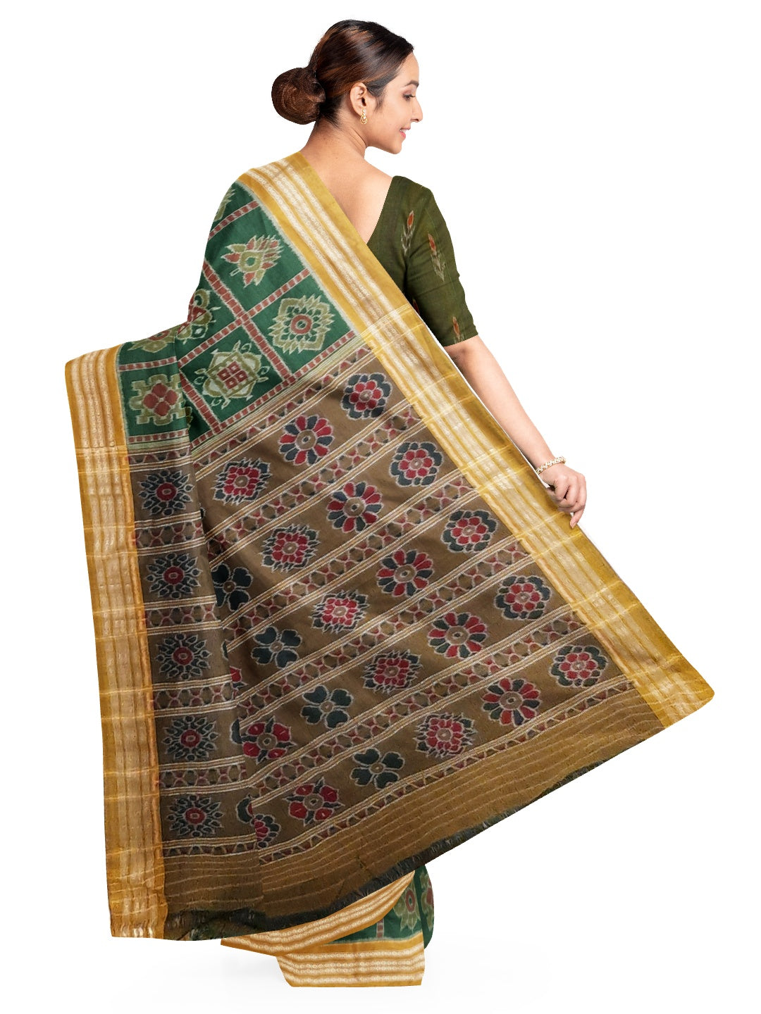 Nabarangi Cotton Odisha Ikat saree with cotton ikat blouse piece