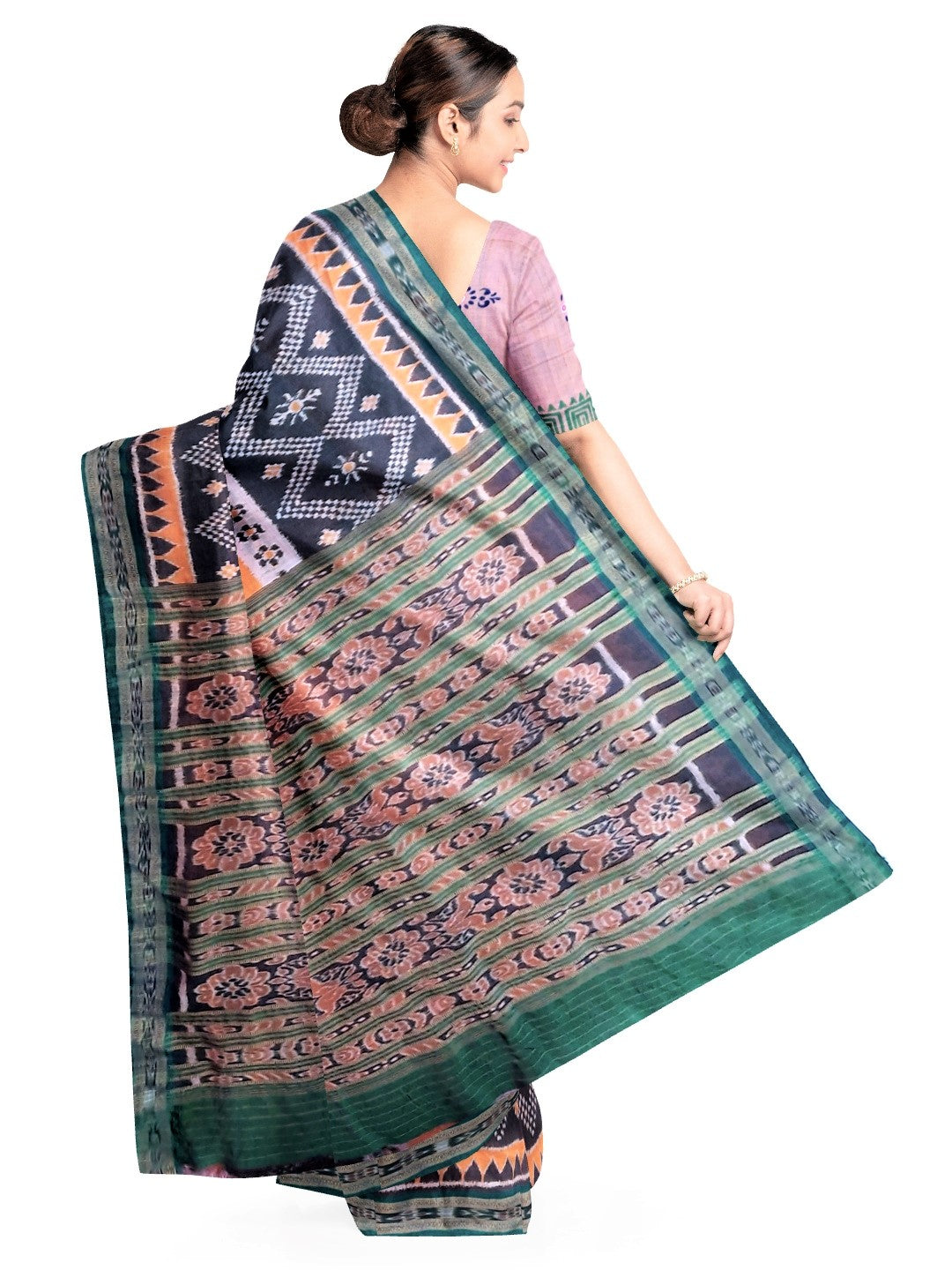 Multicoloured Khandua Silk Saree with hand painted silk blouse