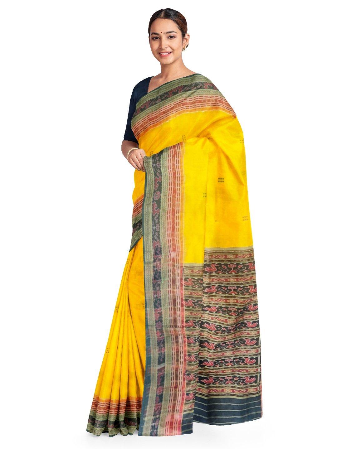 Yellow Sachipar Sambalpuri Silk Saree - Crafts Collection
