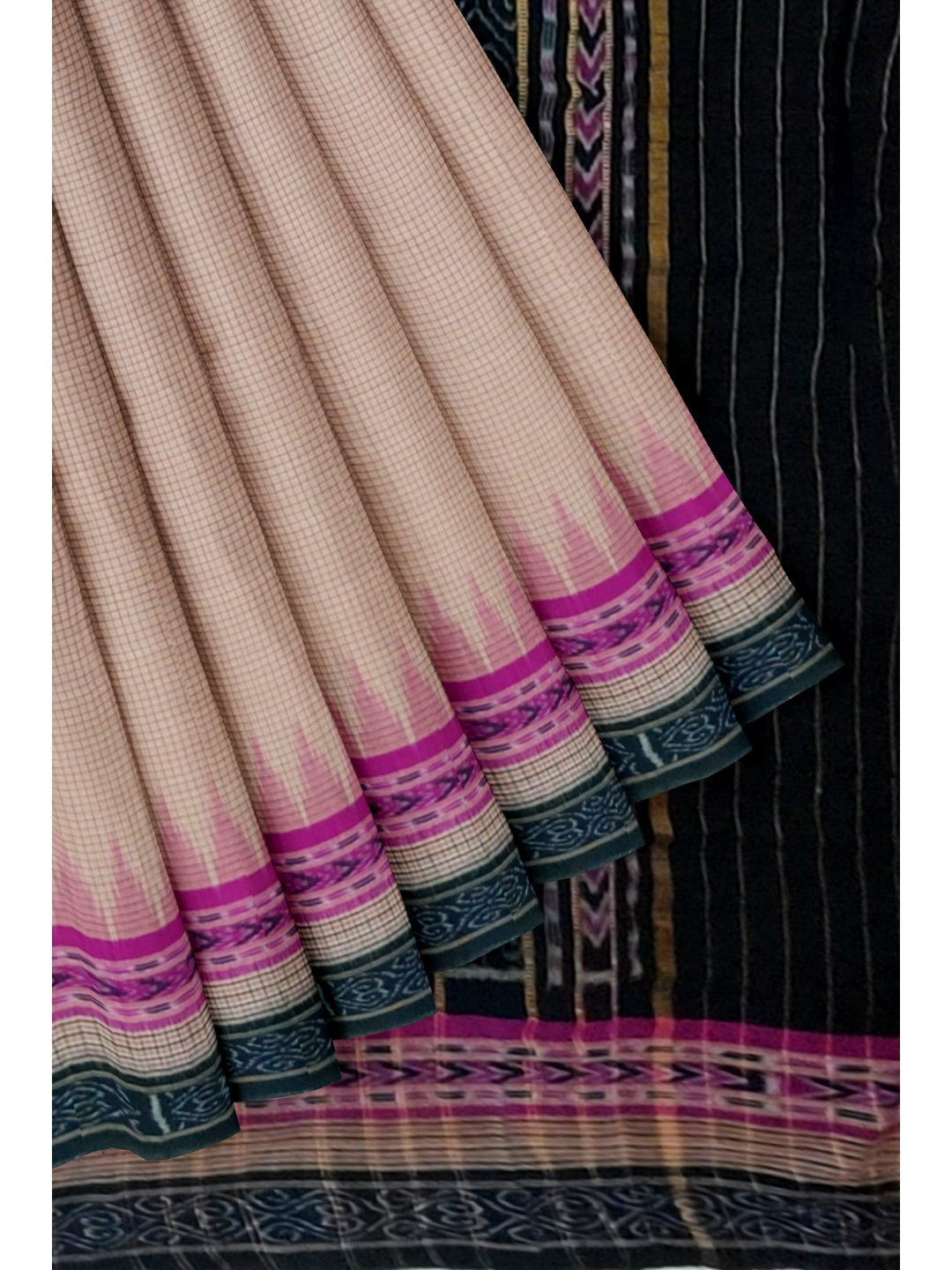 Beige and Purple Sachipar Sambalpuri Cotton Saree