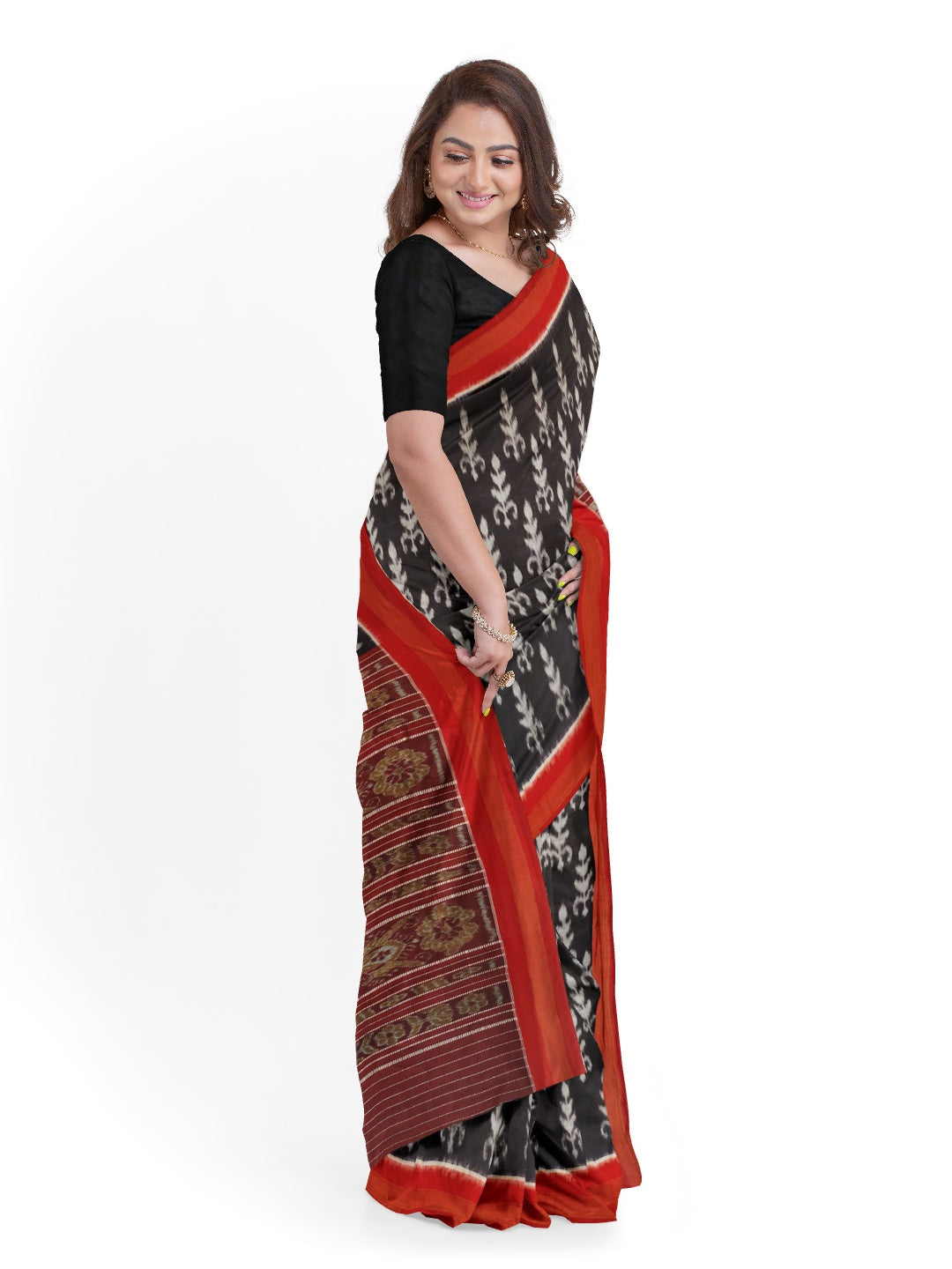 Black and Red Cotton Odisha Ikat saree