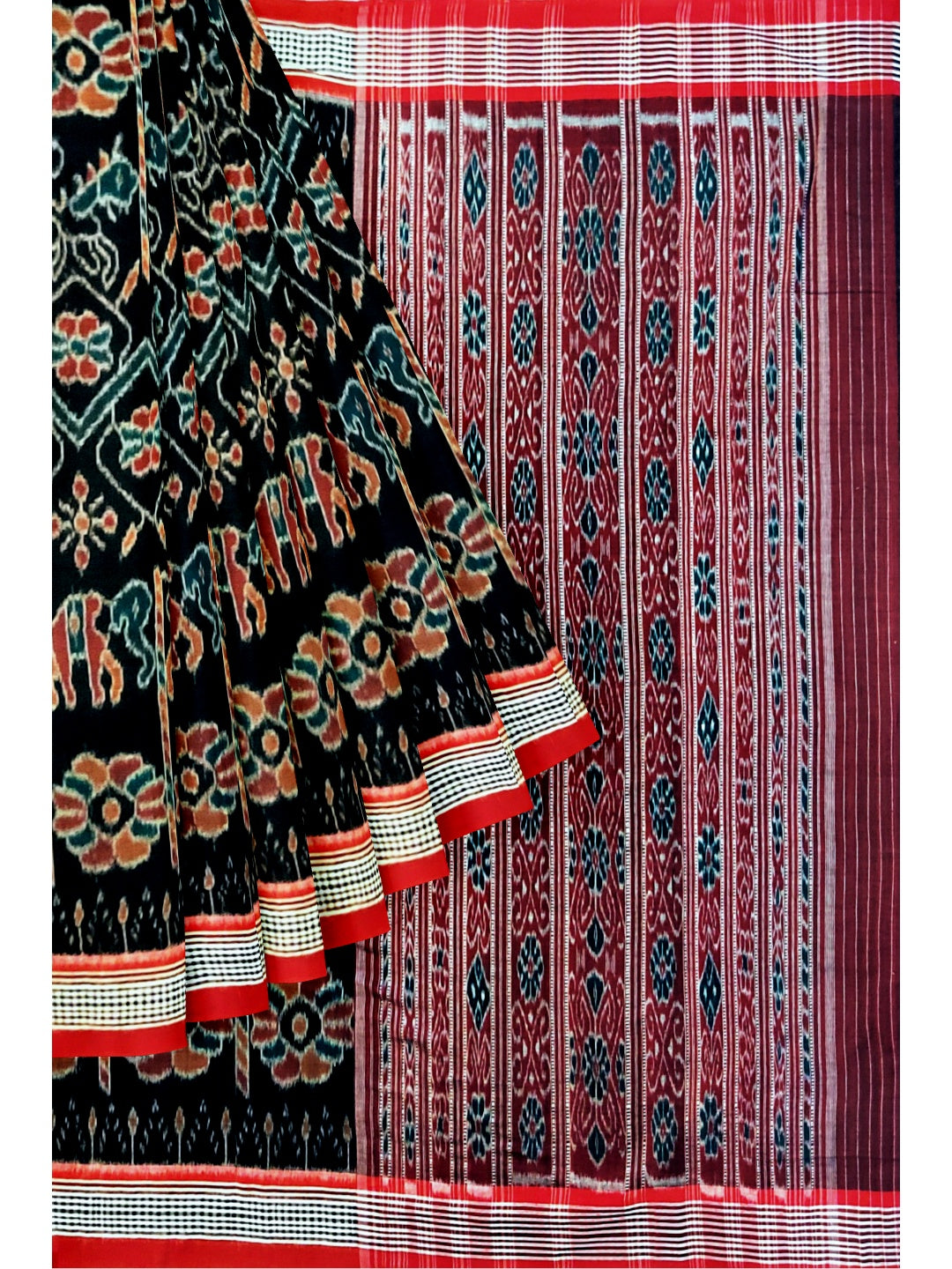 Black Cotton Khandua Odisha Ikat saree