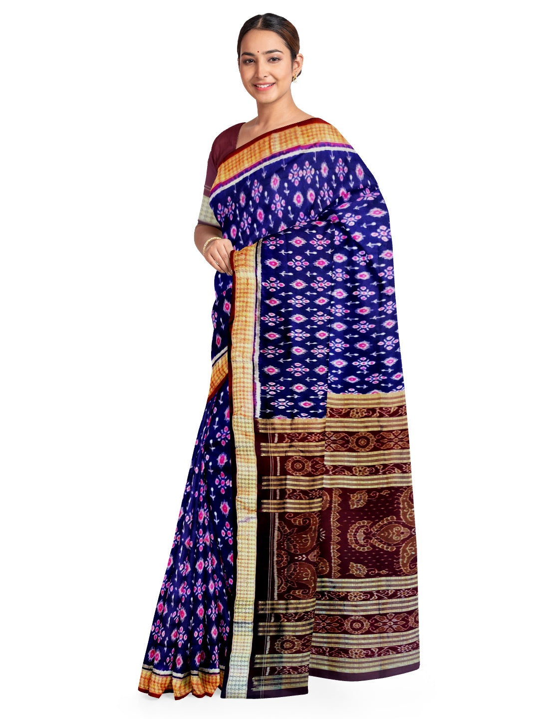 Purple Odisha Bomkai Silk Saree