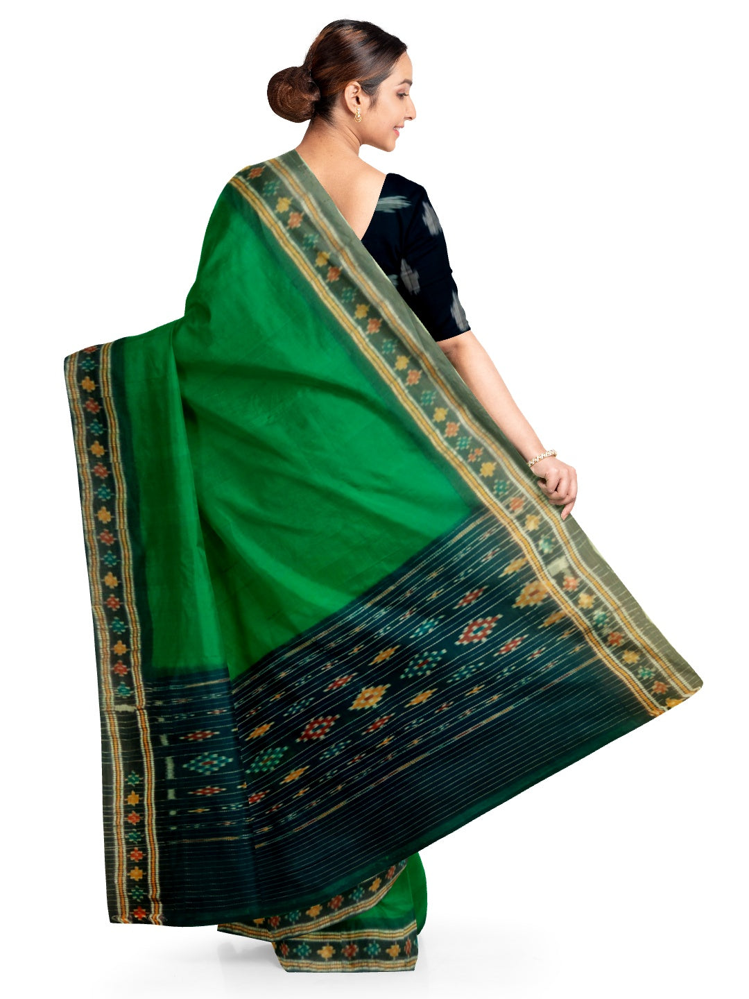 Green Sambalpuri Saree with Sambalpuri Ikat blouse