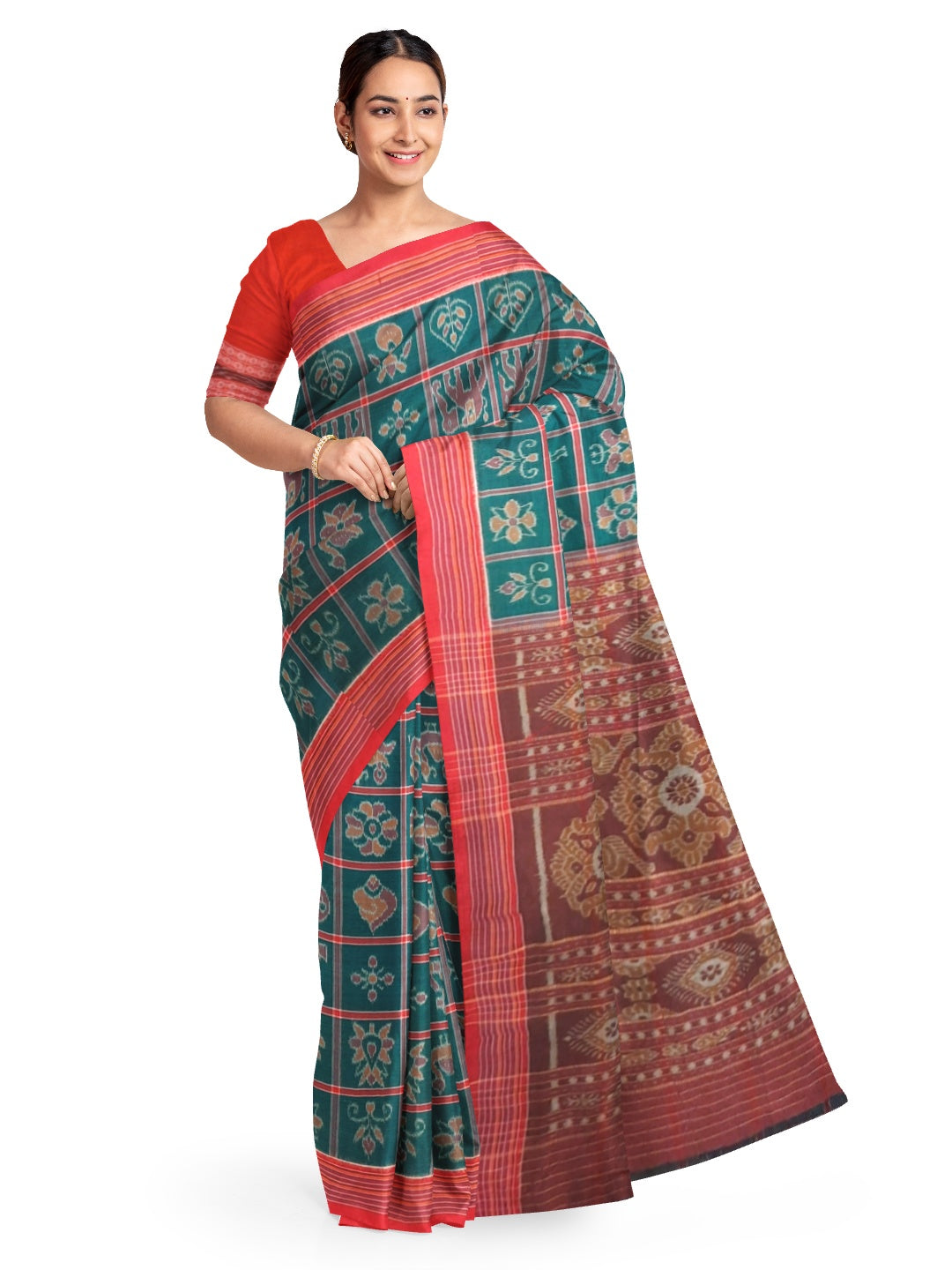 Nabarangi Cotton Odisha Ikat saree with cotton ikat blouse