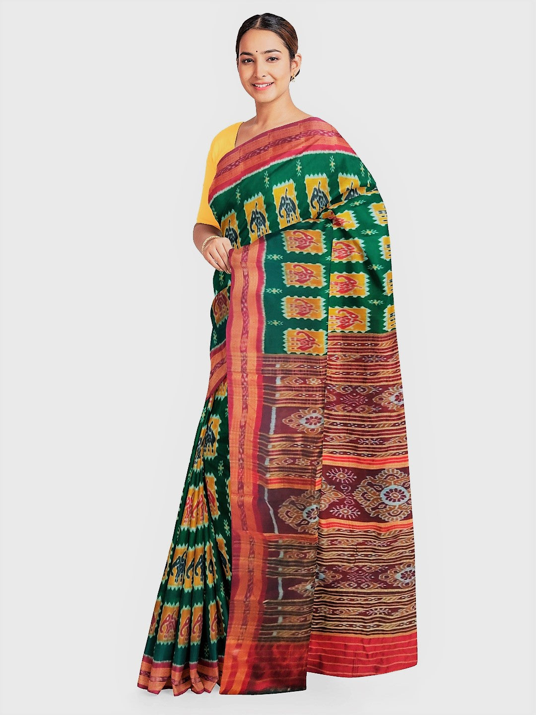 Green Odisha Khandua Silk Saree