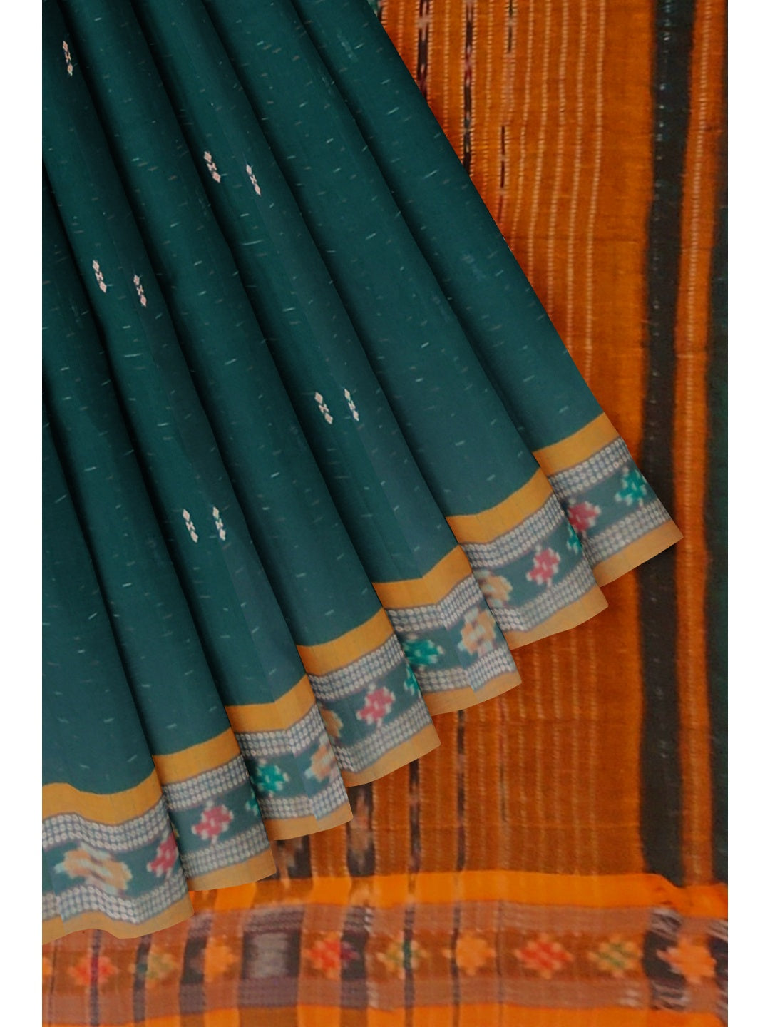 Green Odisha Cotton Saree with matching Sambalpuri Blouse