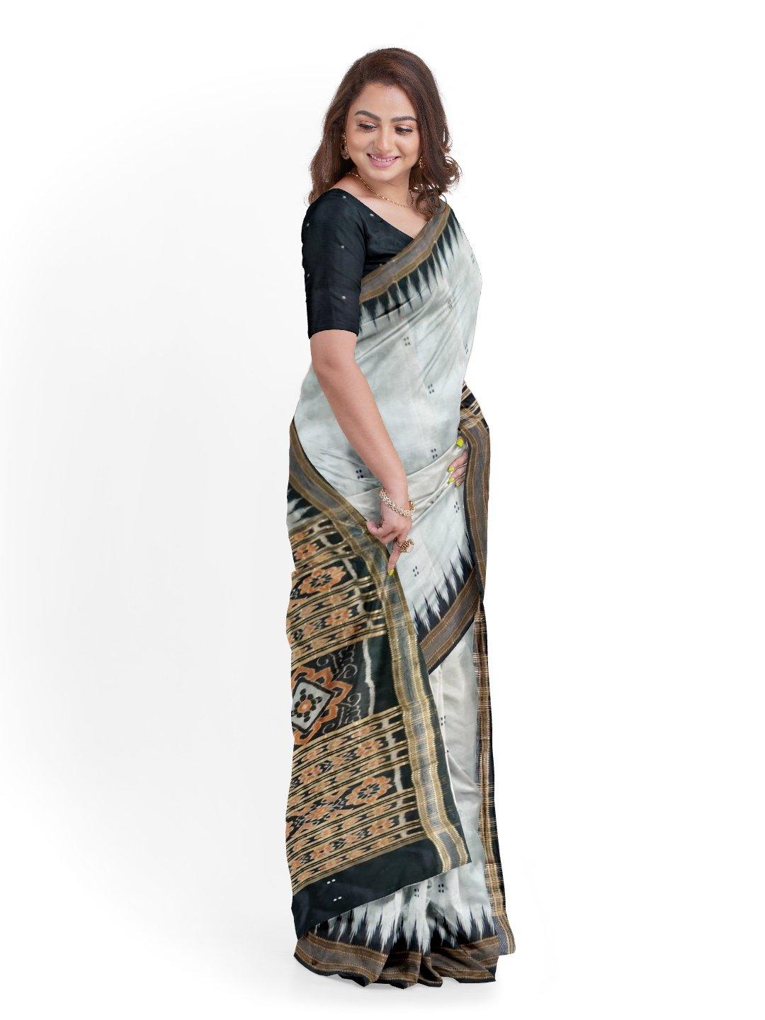 Grey Odisha Khandua Sambalpuri Silk Saree - Crafts Collection