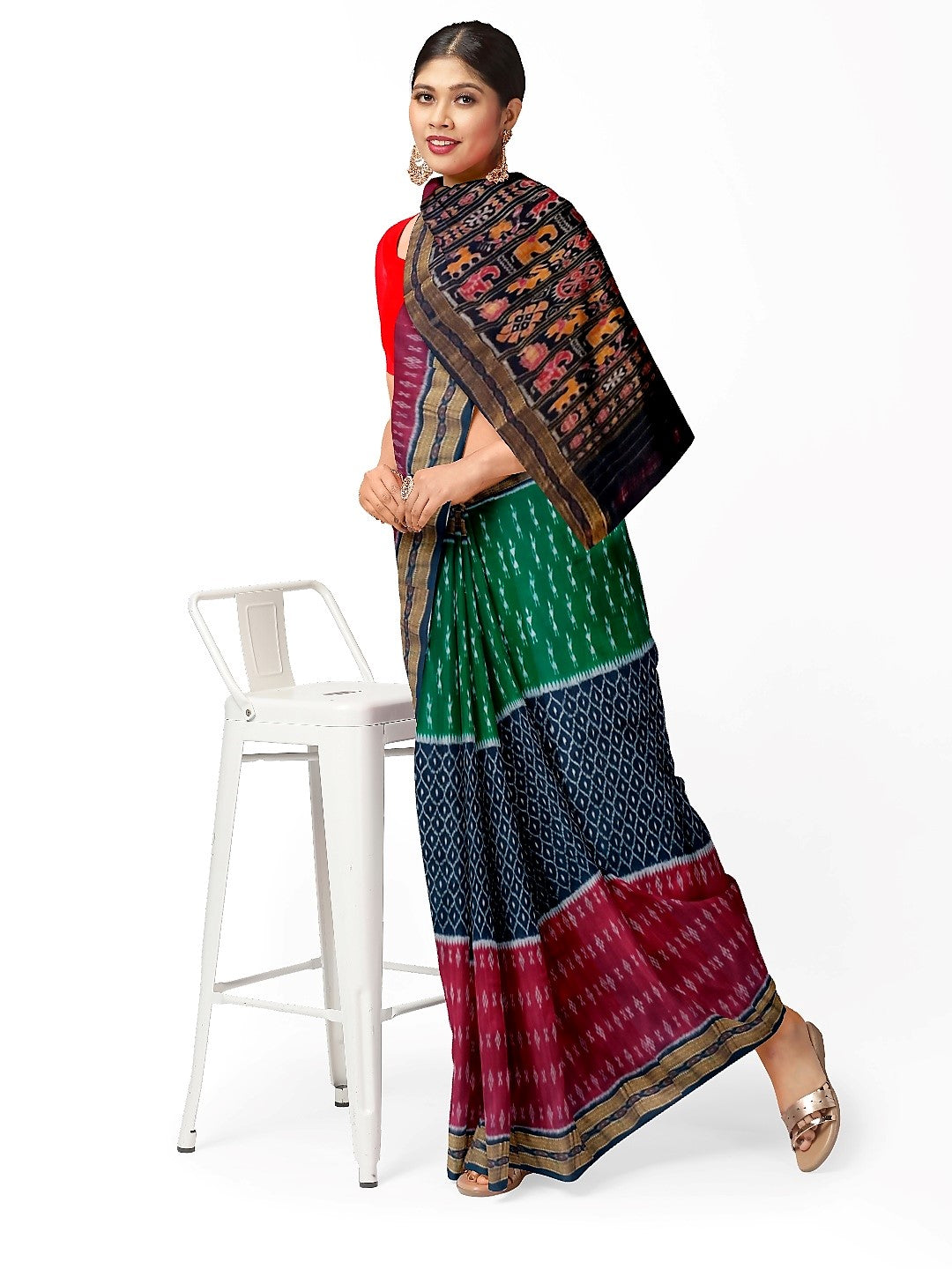 Multi Coloured Odisha Sambalpuri Silk Saree