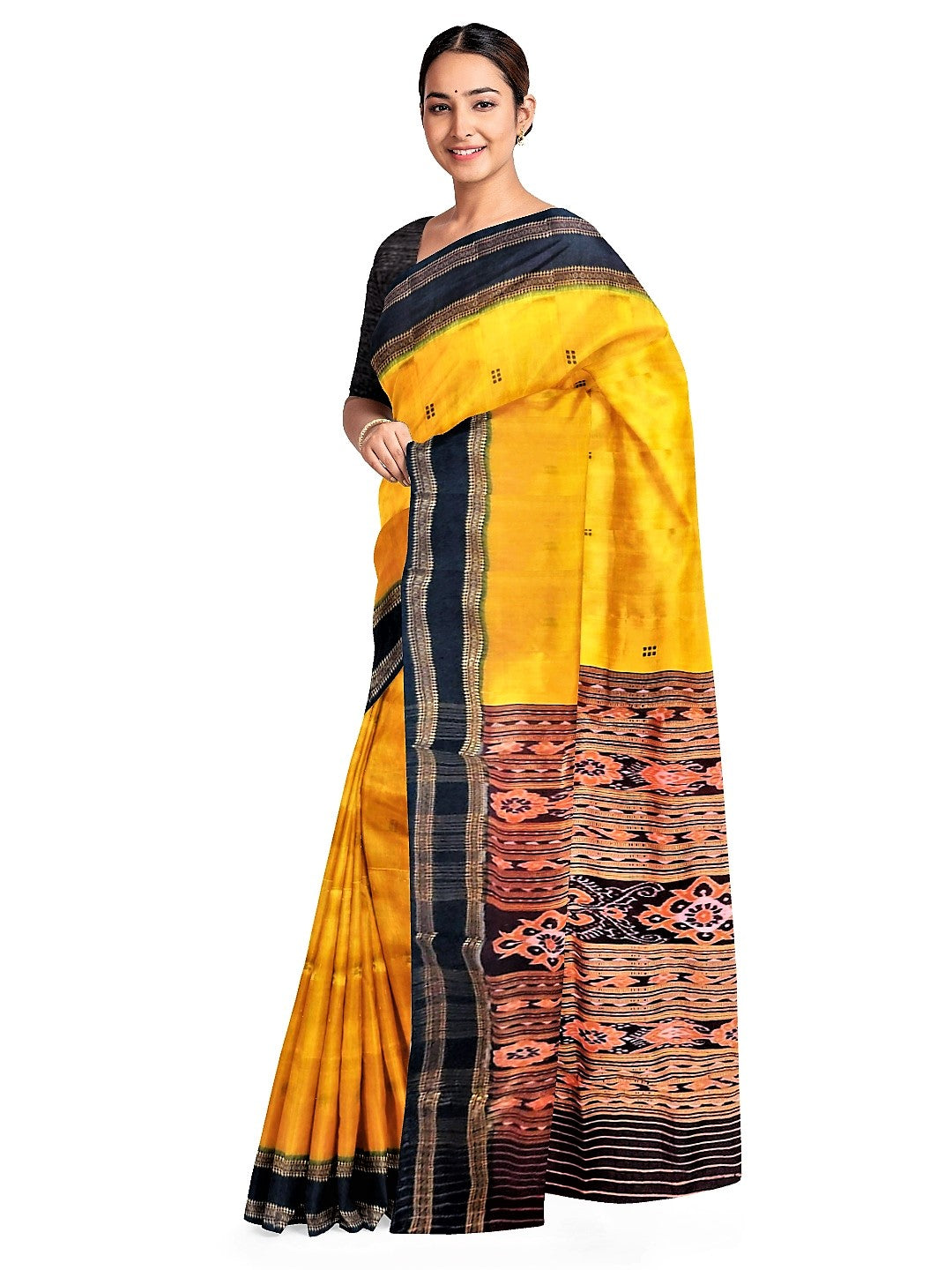 Golden Odisha Khandua Silk Saree