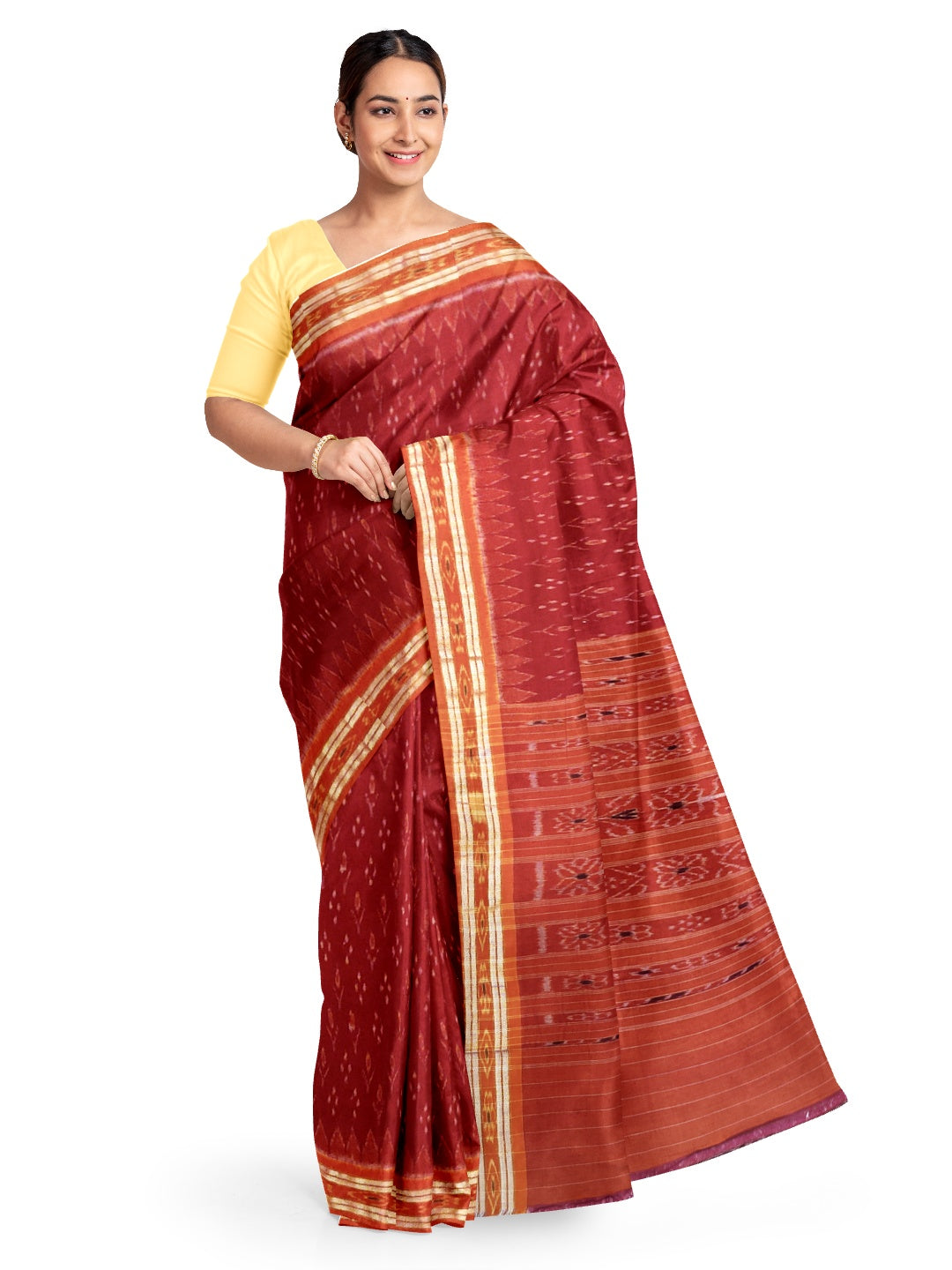Red and Orange Cotton Odisha Ikat saree