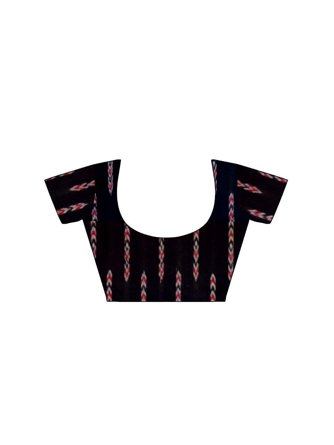Red and Black Sambalpuri Cotton Saree with black sambalpuri blouse piece