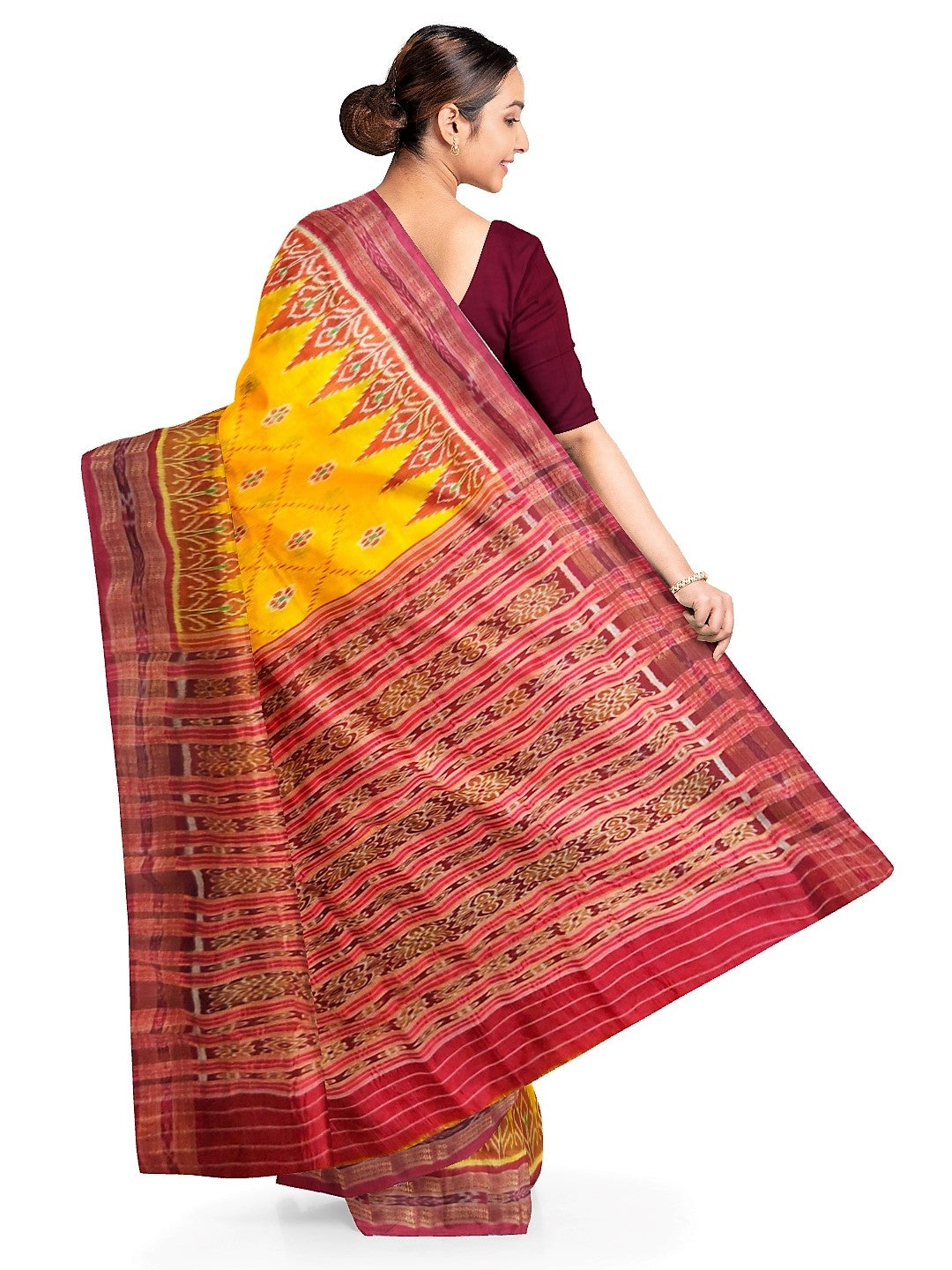 Golden and Red Odisha Khandua Silk Saree